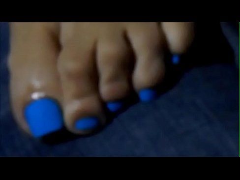 Blue pedicure feet