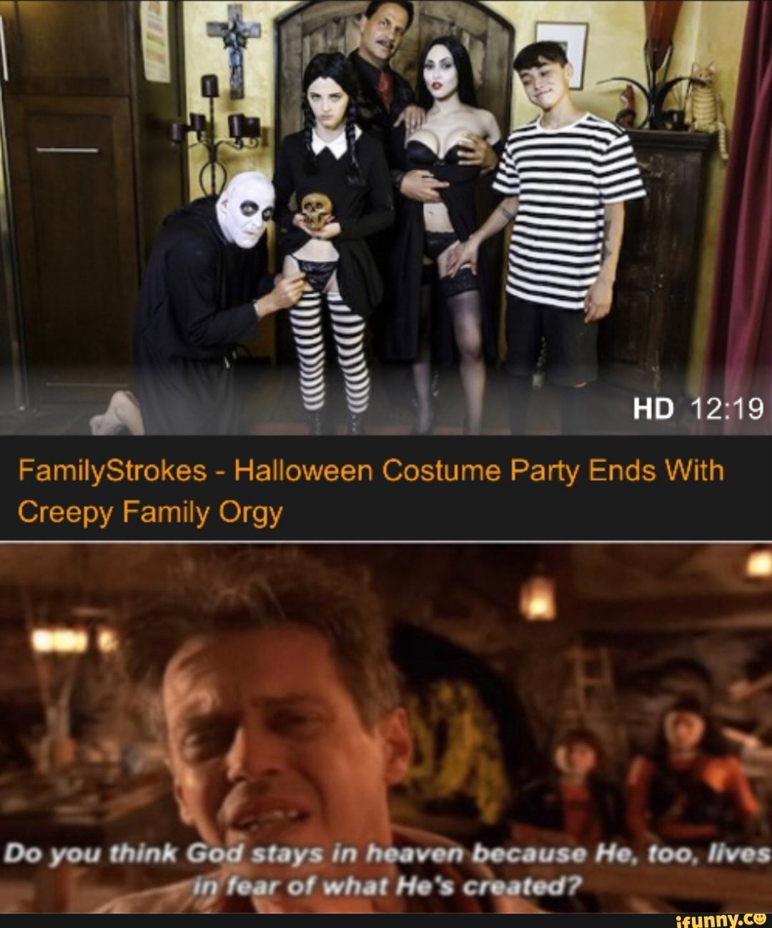 Halloween party ends with creepy family