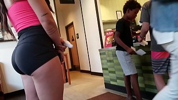Fit girl in long socks and shorts rides strangers cock and gets creampie.