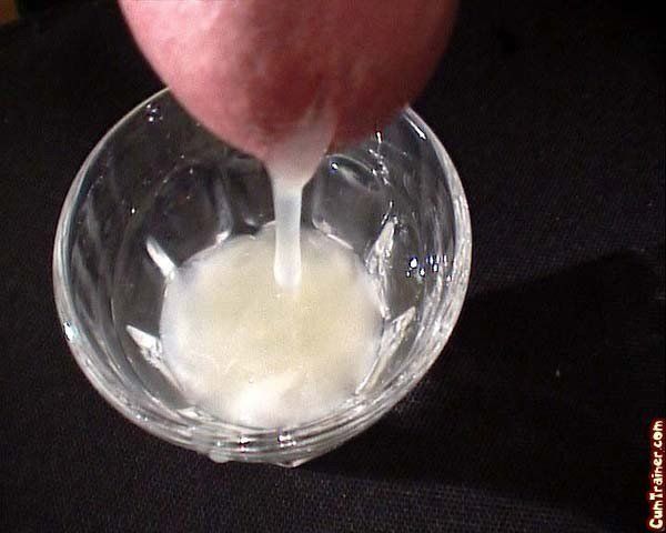 Drinking cum from a shot glass