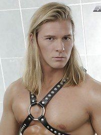 Blonde long hair muscle man
